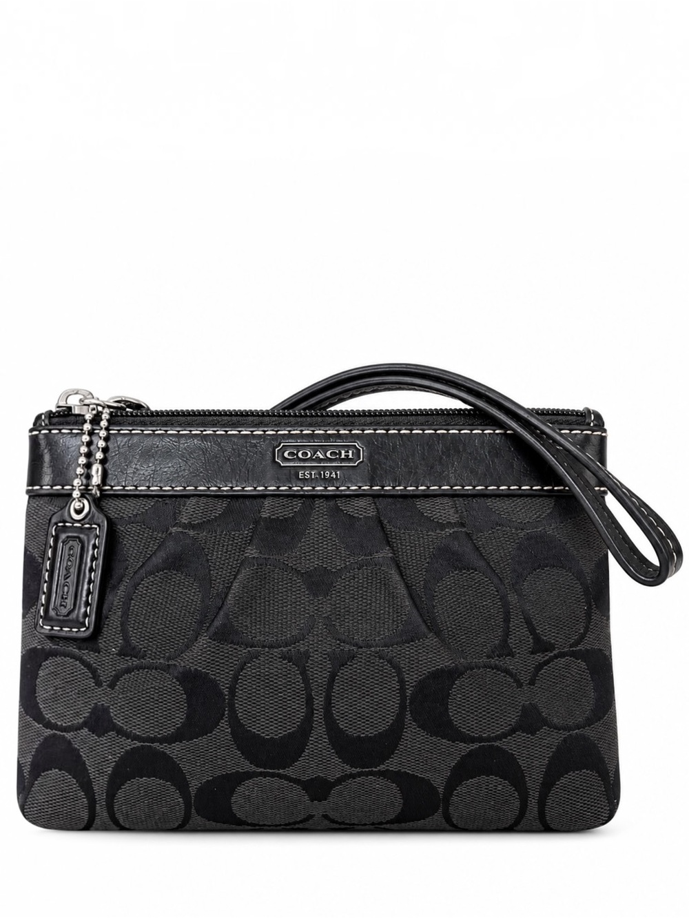 Coach Pleated Signature Jacquard Wristlet